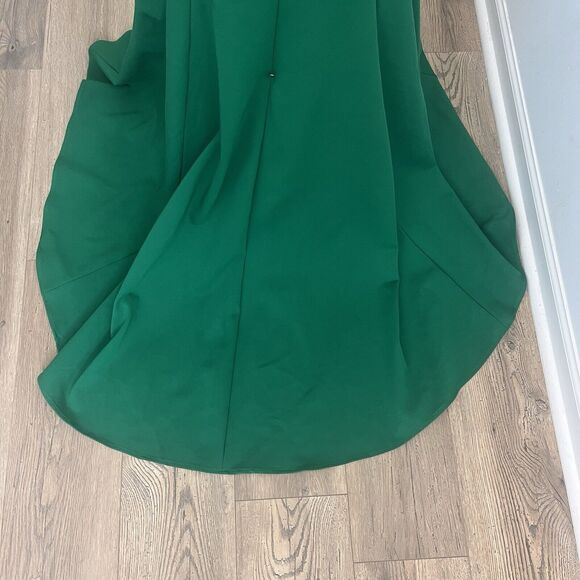 Sherri Hill Green Dress Train Cut Out Formal Prom Pageant Size 2 Small - Picture 5 of 10